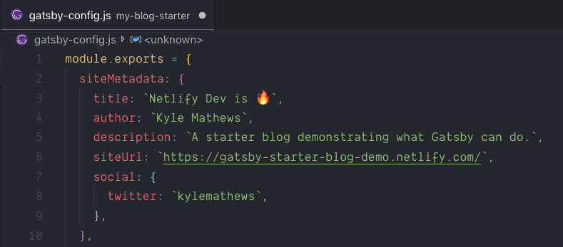 Edited gatsby-config.js file
