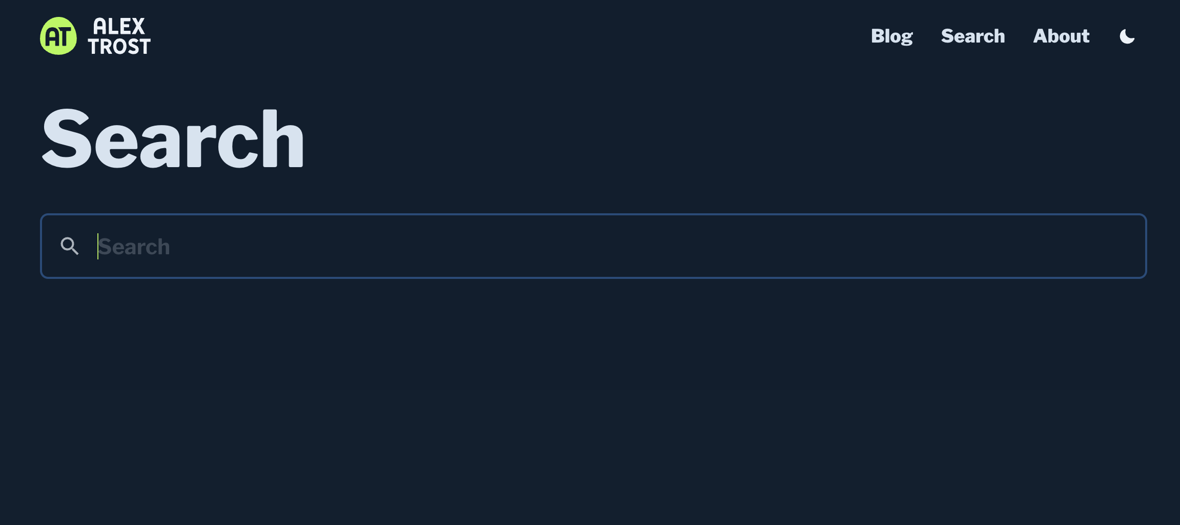Screenshot showing the simple search on Trost.Codes
