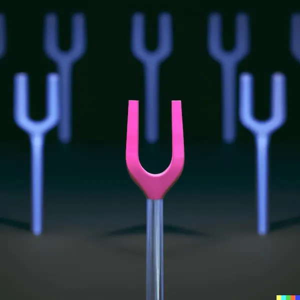 A tuning fork in a room of tuning forks